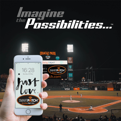 phone app and baseball field in the background