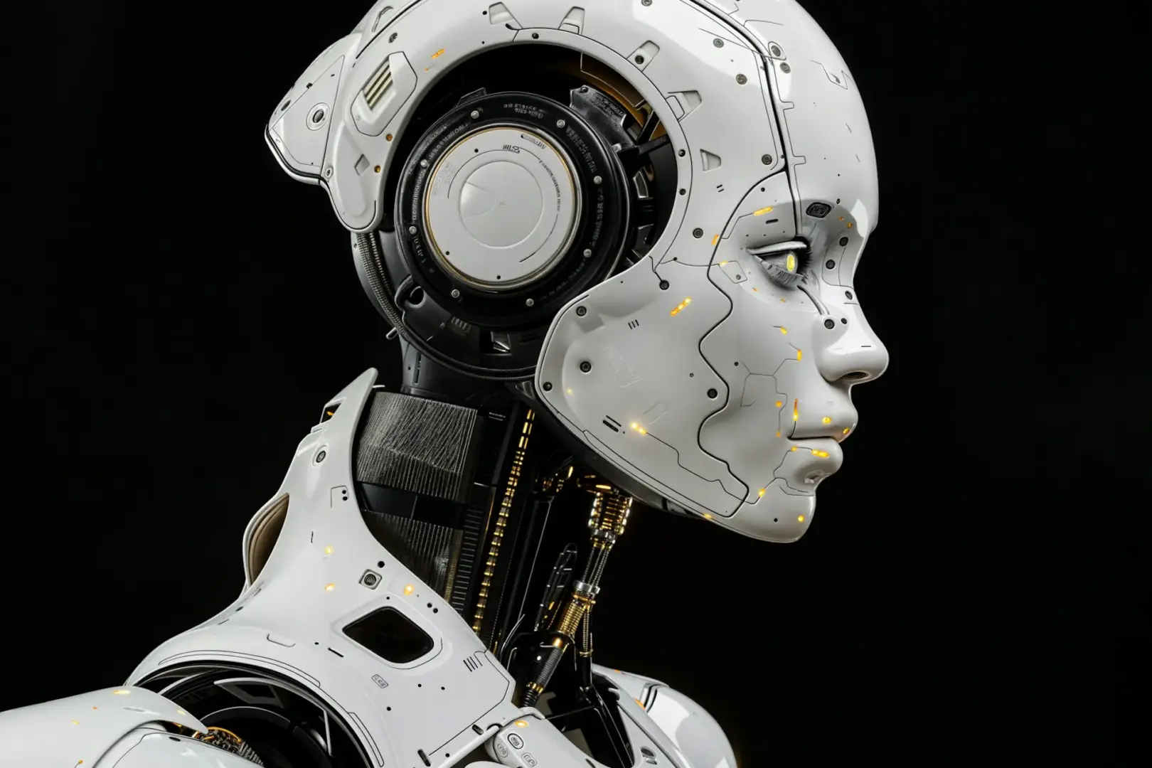 robot android head and shoulders side profile