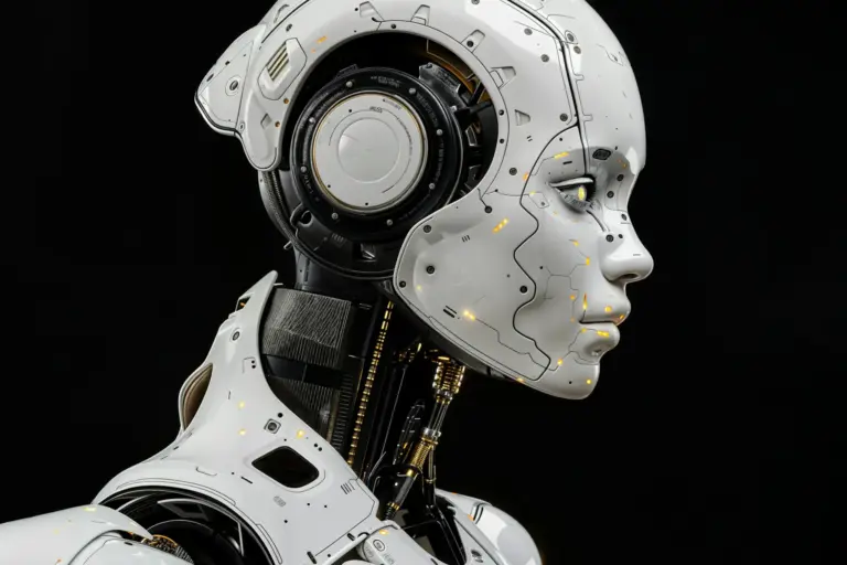 robot android head and shoulders side profile