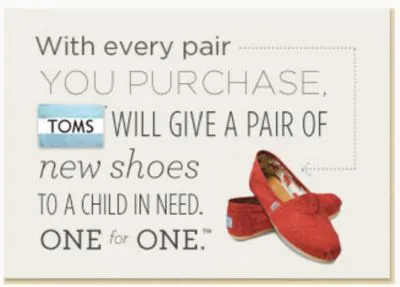 toms shoe give away ad with red shoes